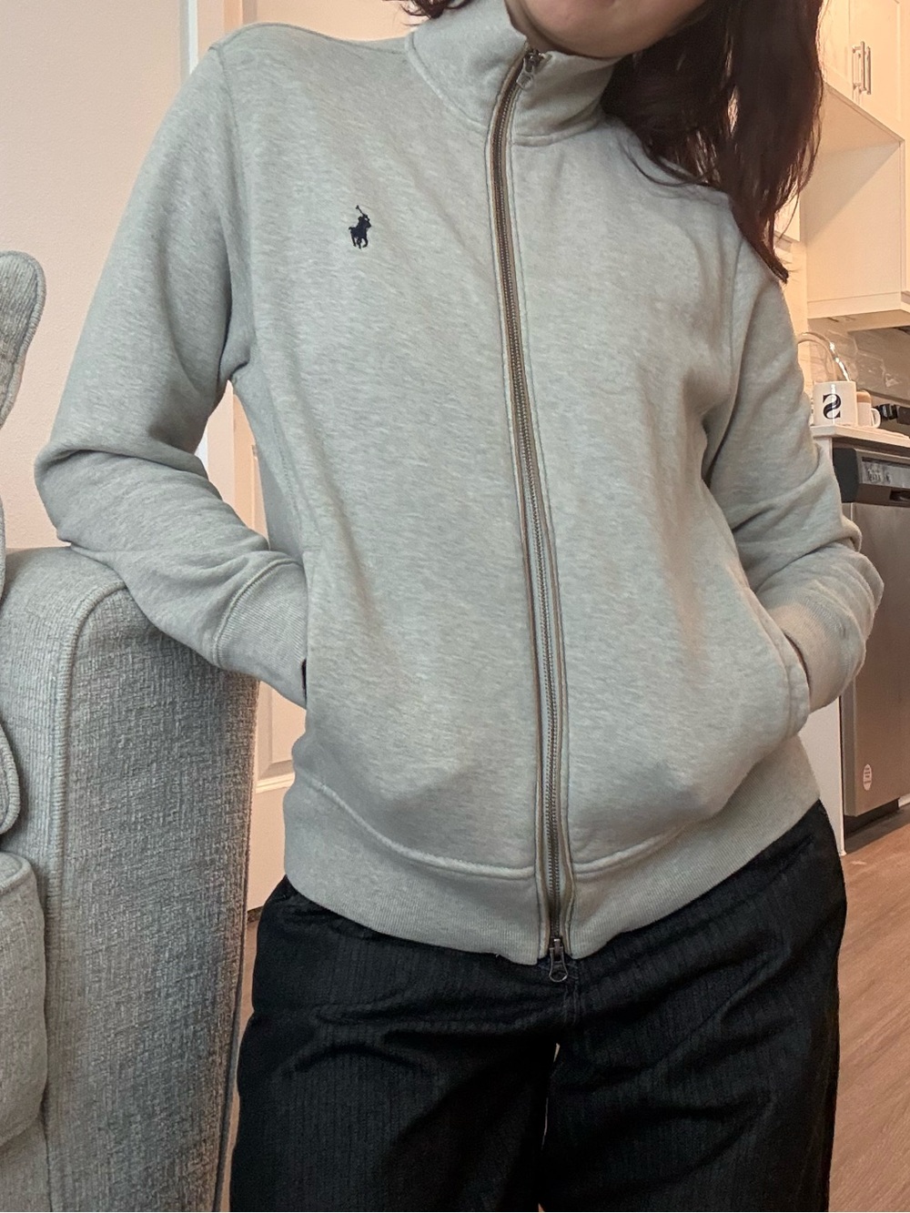 Polo by Ralph Lauren Heather Gray Full-Zip Bomber Jacket